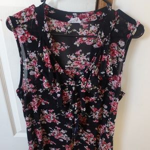 Black Floral Tank Top